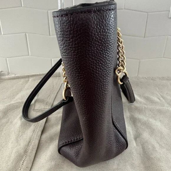 Coach Turnlock Chain Tote - Pebbled Leather - Eggplant/Dark Mauve - Picture 4 of 11